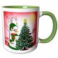 thumbnail image 1 of 3drose, Snowman - Decorating the Tree, 11oz Two-tone Green Mug, 1 of 6