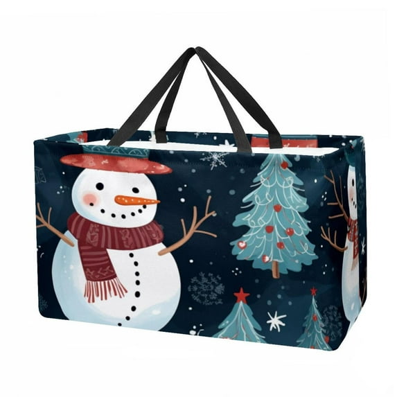 Snowman Decorative Box Laundry Bag Shopping Bags Reusable Foldable Large Capacity Oxford Cloth Tote Bag