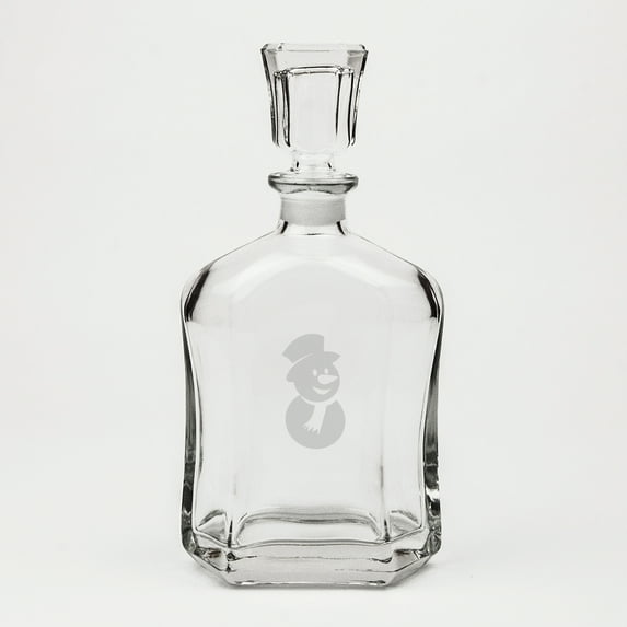 Snowman Deep Etched Crystal Whiskey Decanter
