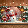 thumbnail image 1 of Snowman Design Christmas Banner Candy Cane Snowman Display Gift Box Festive Lantern Xmas Backdrop for Christmas Party Holiday Decoration Indoor Party, 1 of 9