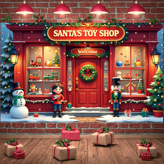 Snowman Design Christmas Banner Holiday Decorations Reindeer Scene Santa Claus Sleigh Winter Wonderland for Outdoor Party Kids Celebration