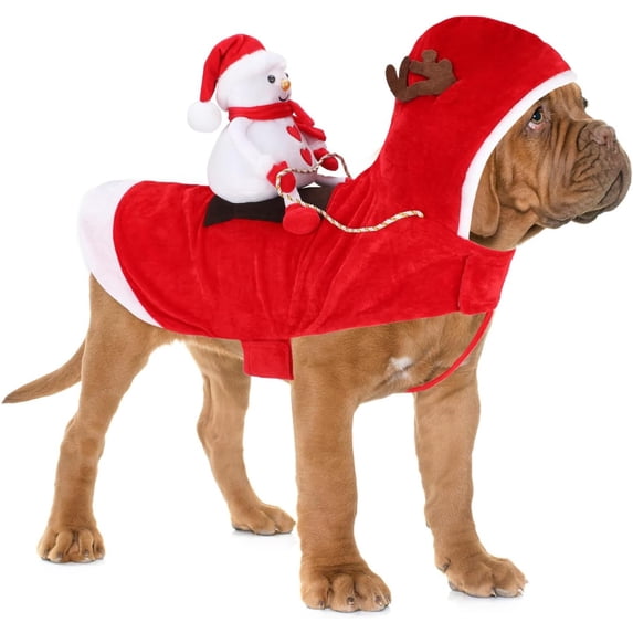Snowman Dog Costume, Cozy Dog Christmas Outfit, Snowman Rider Pet Christmas Costume, Birthday Christmas Gift for Dog Lover Christmas Party, M