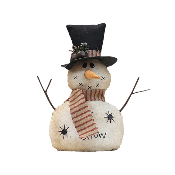 Snowman Doll, Snow Man Rustic Vintage Farmhouse Holiday Shelf Table Ornament Christmas Decoration
