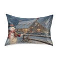 thumbnail image 1 of Snowman Dress in Christmas Outside Cabin Satin Pillowcase Envelope Design Pillow Covers 1 Pack King Size 20" x 40", 1 of 9