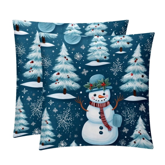 Snowman Elegant Velvet Throw Pillow Covers Set of 2 for Bed and Throw Pillows - 16x16, 18x18, 20x20 Inches with Unique Patterns for Home Decor and More