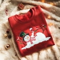thumbnail image 1 of Snowman Embroidered SweatShirt, Christmas Snowman Shirt, Funny Christmas Tee Shirt, Snowman With Wine Shirt, Christmas Gift For Women, 1 of 5