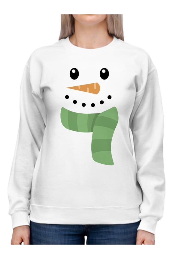 Snowman Face And Scarf Sweatshirt Women -Smartprints Designs, Female Large
