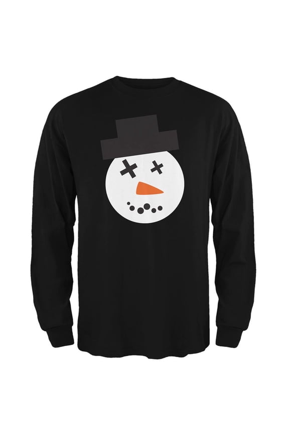 Snowman Face Black Adult Long Sleeve T-Shirt