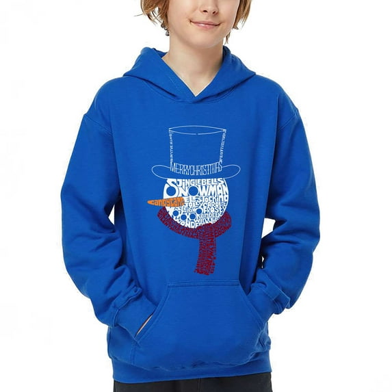 Snowman Face - Boy's Word Art Hooded Sweatshirt