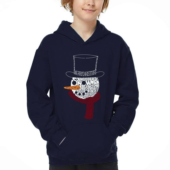 Snowman Face - Boy's Word Art Hooded Sweatshirt