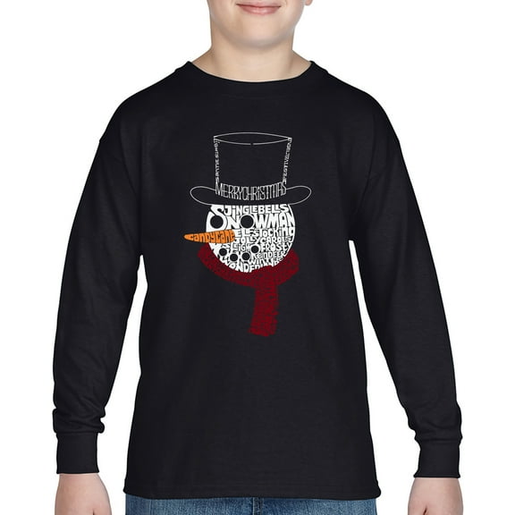 Snowman Face - Boy's Word Art Long Sleeve T-Shirt