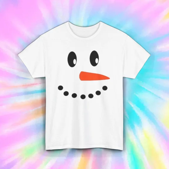 Snowman Face Cute Holiday Winter Festive Christmas Season Graphic Unisex T-Shirt, up to size 5XL