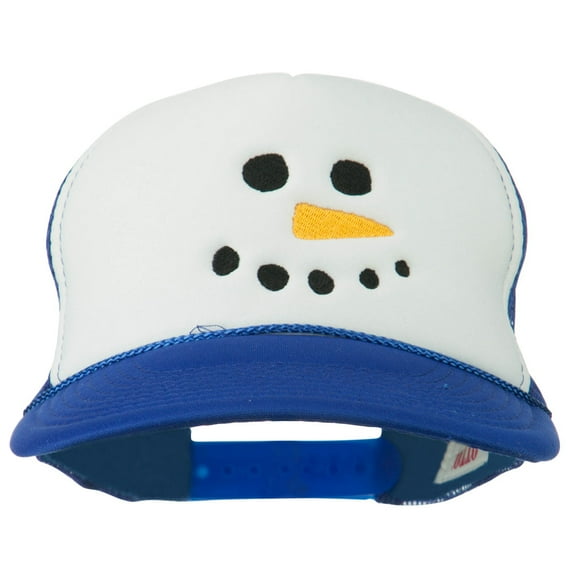 Snowman Face Embroidered Foam Mesh Cap - Royal White OSFM