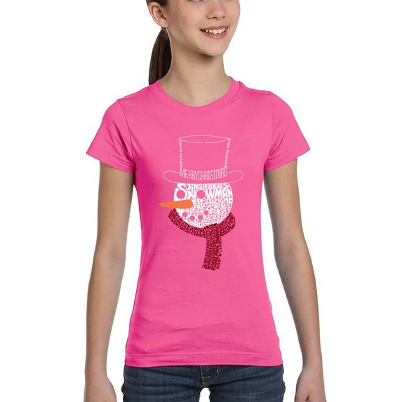 Snowman Face - Girl's Word Art T-Shirt