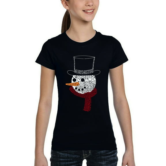 Snowman Face - Girl's Word Art T-Shirt