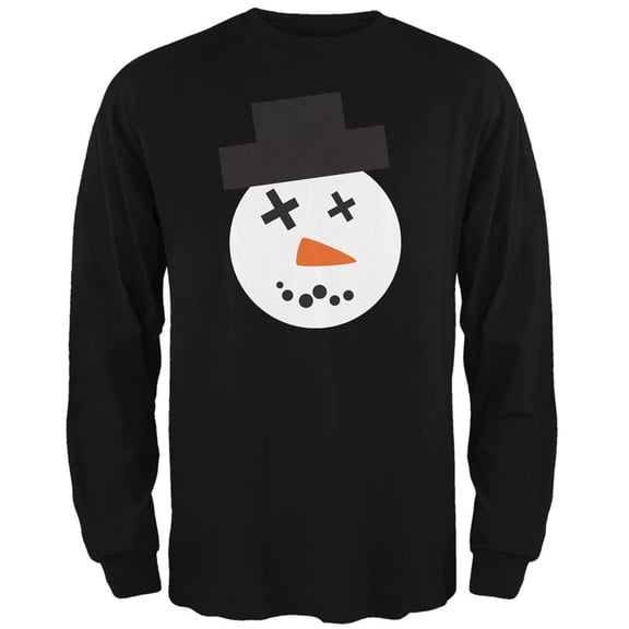 Snowman Face Ugly Christmas Sweater Black Adult Long Sleeve T-Shirt - Large