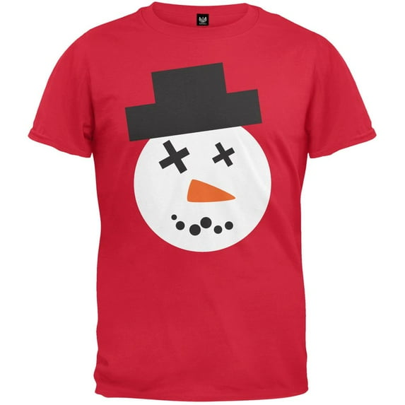 Snowman Face Ugly Christmas Sweater Red T-Shirt - 2X-Large