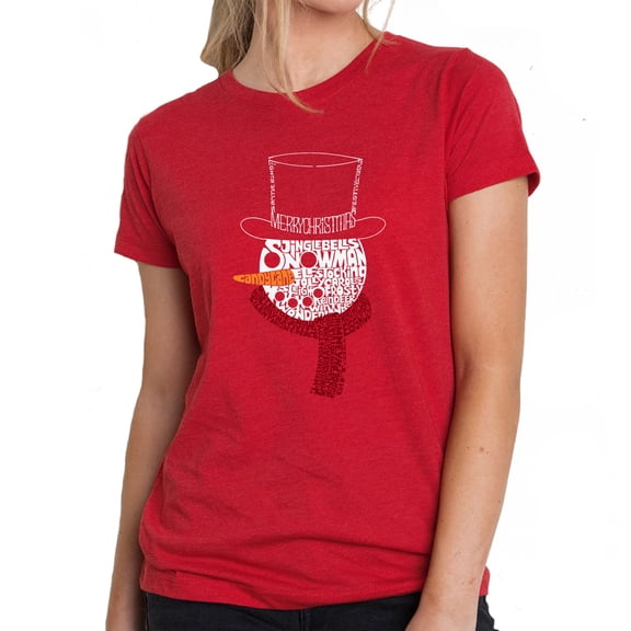 Snowman Face - Women's Premium Blend Word Art T-Shirt