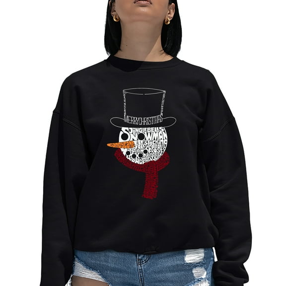 Snowman Face - Women's Word Art Crewneck Sweatshirt