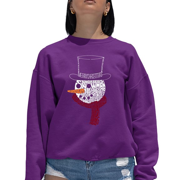 Snowman Face - Women's Word Art Crewneck Sweatshirt