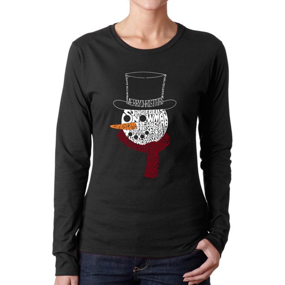 Snowman Face - Women's Word Art Long Sleeve T-Shirt