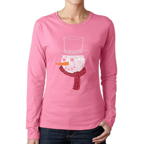 Snowman Face - Women's Word Art Long Sleeve T-Shirt