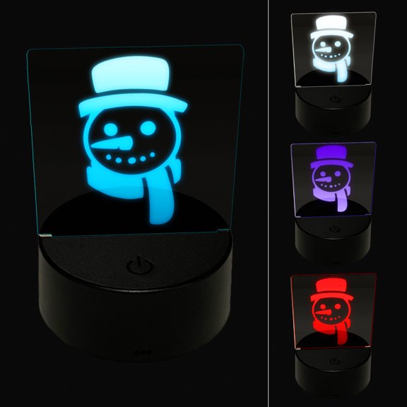 Snowman Face with Scarf Winter LED Night Light Sign 3D Illusion Desk Nightstand Lamp