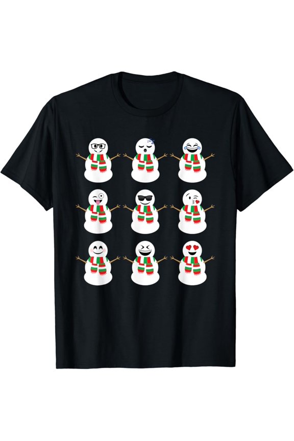 Snowman Faces Characters Cute T-Shirt