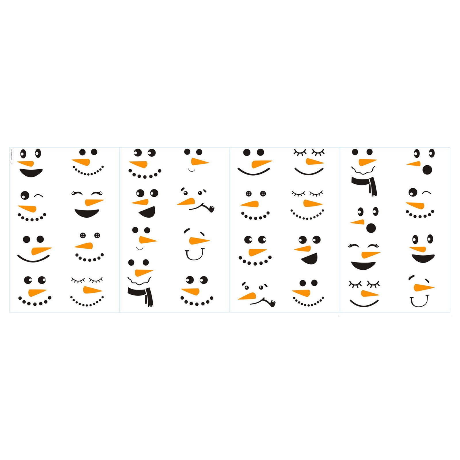 32-Piece Snowman Face Stickers - Removable Vinyl Decals For Cups & Christmas Decor