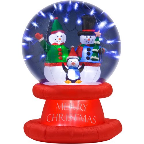Snowman Family Airblown Inflatable Christmas Snowglobe with LED Sparkle