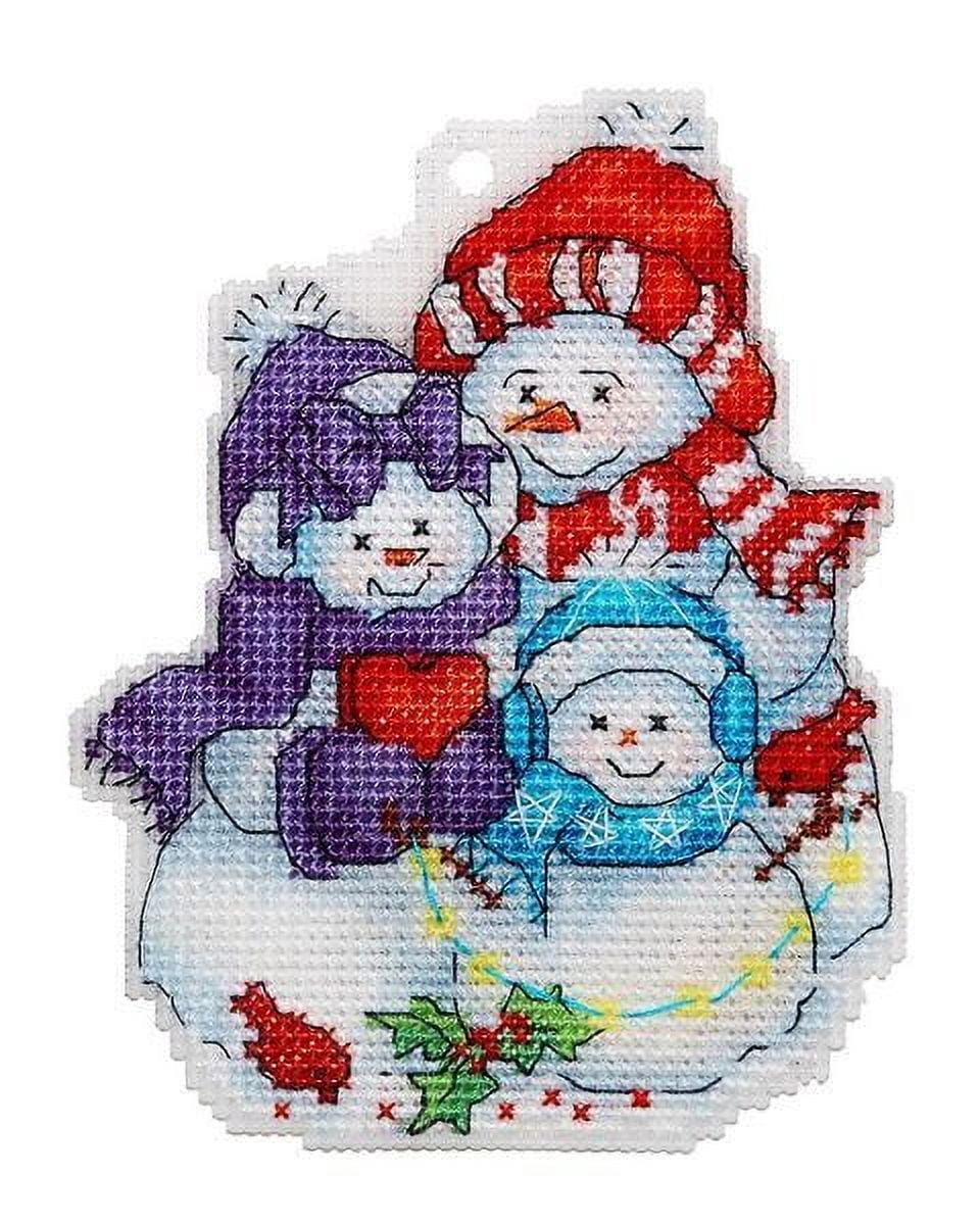 Kit De Point De Croix « Snowman » (bonhomme De Neige) – Toile 14 Ct – Thème Noël