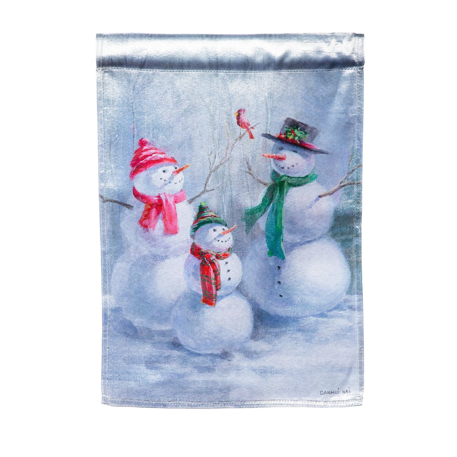Snowman Family Lustre Double Sided Polyester Garden Flag