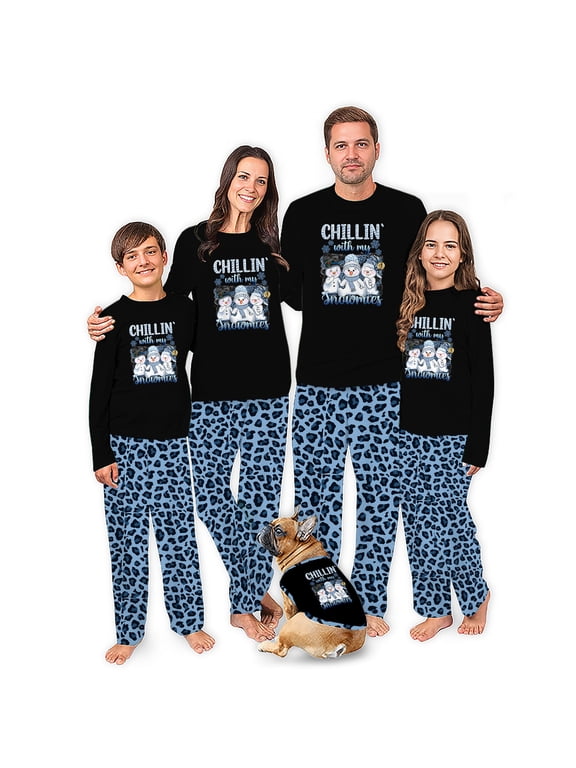 Snowman Family Matching Christmas Pajamas With Dog, Chilling With My Snowmies Holiday Pajamas, 2 Pieces Set