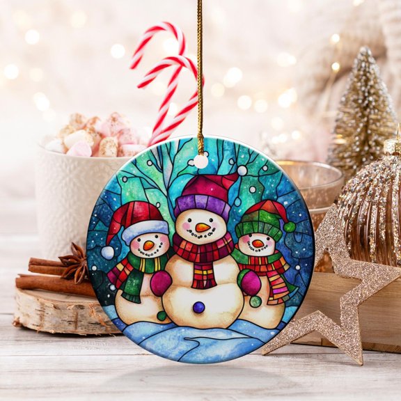 Snowman Family Ornament, Holiday Ornament, Winter Scene, Christmas Decor, Cute Snowmen, Festive Gift, Seasonal Decoration, gift idea, Xmas