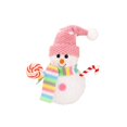 thumbnail image 1 of Snowman Figurine Soft Knitted Accent 1 Piece Pink Christmas Decor for Indoor Home and Holiday Season Displays, 1 of 9