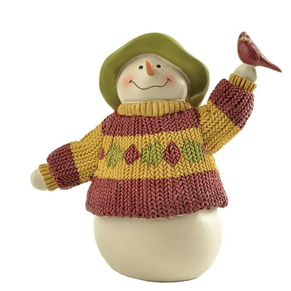 Snowman Figurines Christmas Decorations, Snowman with Cardinals Bird Figurines Collectibles Home Decor