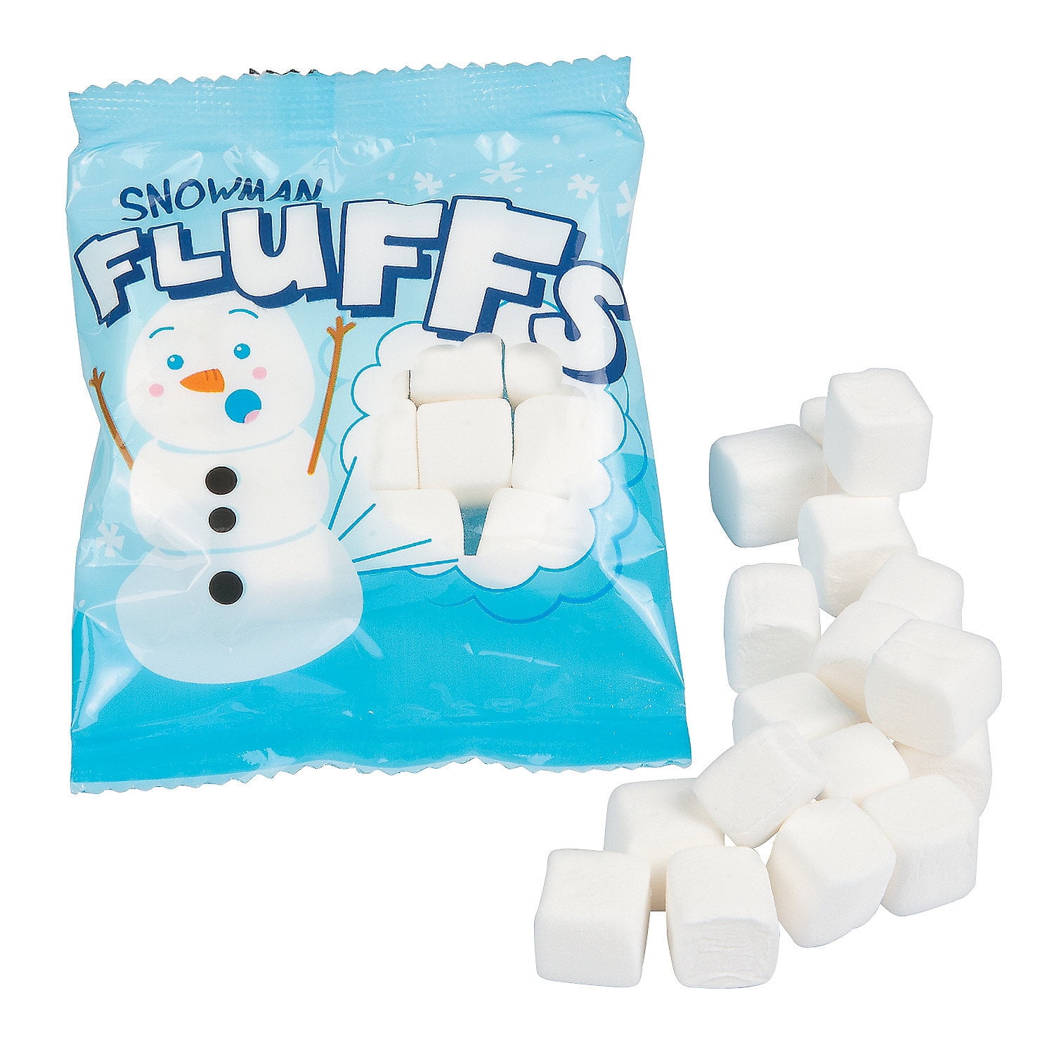 Festive Snowman Fluffs Christmas Marshmallow Candy Packs, Winter