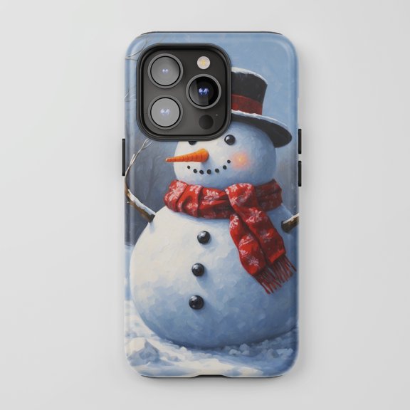 Snowman For All iPhone Series Tough Phone Case Winter Art Blue