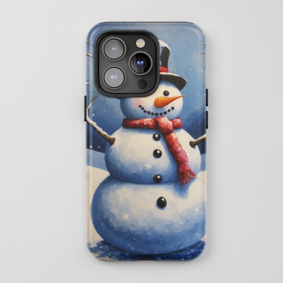 Snowman For All iPhone Series Tough Phone Case Winter Watercolor