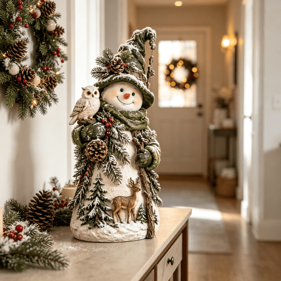 Snowman Forest Keeper Christmas Collection, Festive Party Decor, Whimsical Woodland Accent for Christmas Gatherings Celebrations
