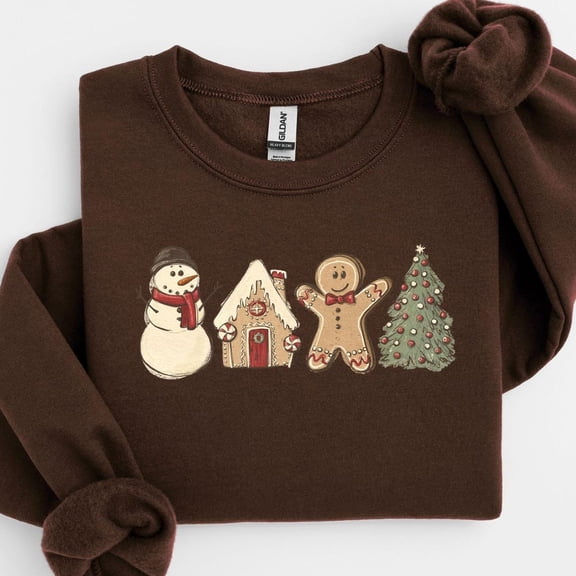 Snowman Gingerbread Cookies Sweatshirt for Women, Cute Christmas Crewneck, Cozy Holiday Gift