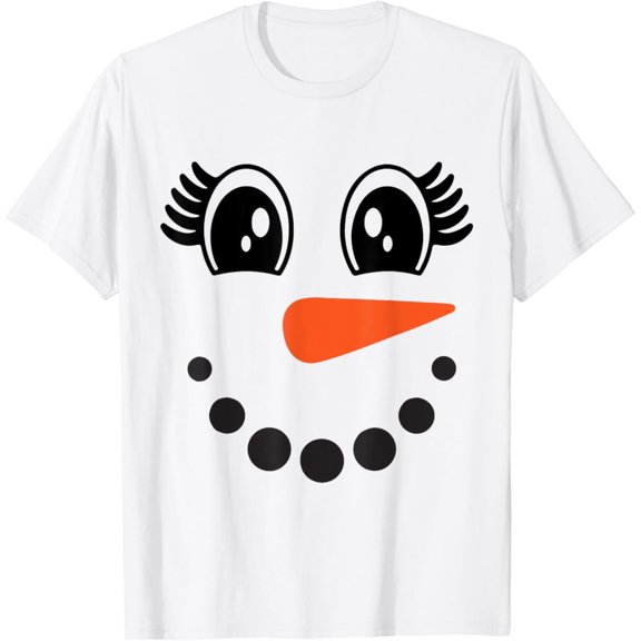 Snowman Girl Face For Girls Winter T-Shirt Tshirt All Size S-5XL