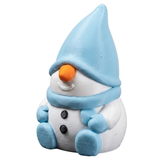 Snowman Gnome Figurine with Blue Hat & Scarf Cute Winter Holiday Dcor for Desk, Shelf or Mantel Collectible Xmas Decoration 3D Printed
