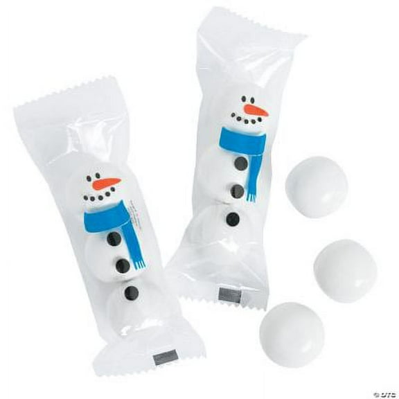 Snowman Gumball Tubes for Christmas, 12 Pieces, Individually Wrapped, Stocking Stuffers
