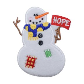 Snowman - HOPE Sign - Iron On Applique/Embroidered Patch