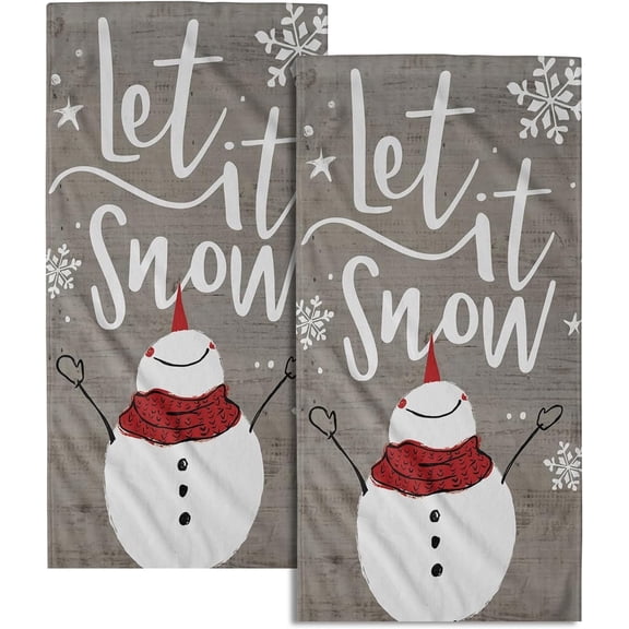 Snowman Hand Towels Set of 2 Winter Bathroom Towel Xmas Snowflake Kitchen Towels 14.4 x 28.3 Inch for Christmas Winter Holiday Decor
