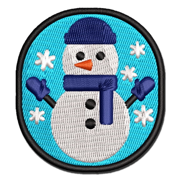 Snowman Hat and Scarf Applique Multi-Color Embroidered Iron-On Patch - 3 Inch Medium