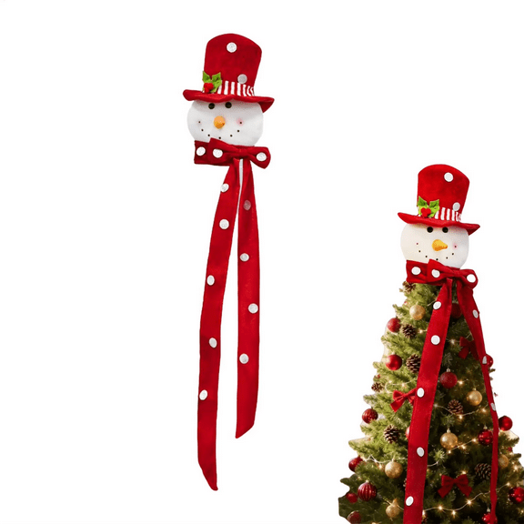 Snowman Head Christmas Tree Topper with Hat Scarf Holiday Decor for Nursery Door Indoor Winter Party Home Christmas Decoration