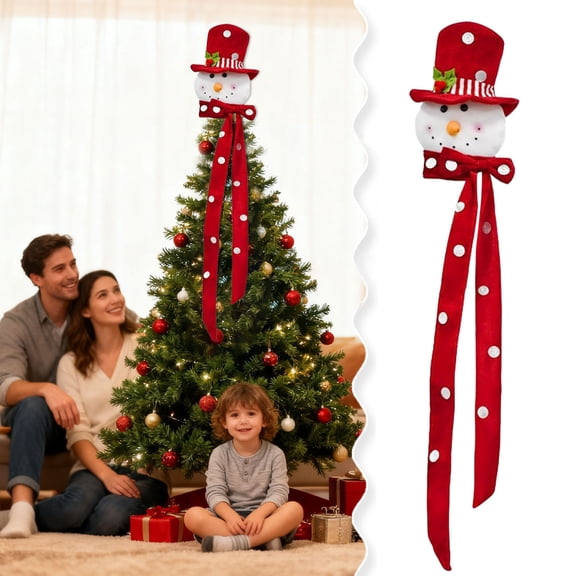 Snowman Head Cover Holiday Tree Topper for Family Gatherings Fireplaces Stairs Shopping Malls Supermarkets Festive