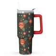 thumbnail image 1 of Snowman Holiday Christmas 40oz Coffee Cup Stainless Steel Insulated, Winter Travel Tumbler with Handle and Straw, Gift for Women Men, 1 of 4